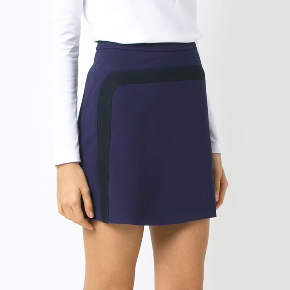 LACOSTE A-LINE COLORBLOCK MINI SKIRT in VIOLET FR34/US2 PREPPY CLASSIC MODERN